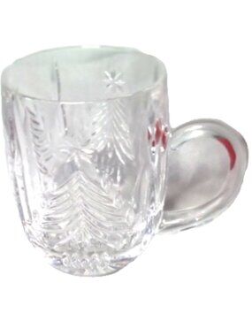 Mikasa Christmas Trees Crystal Coffee Mug Germany Holiday Glass Cup IOB